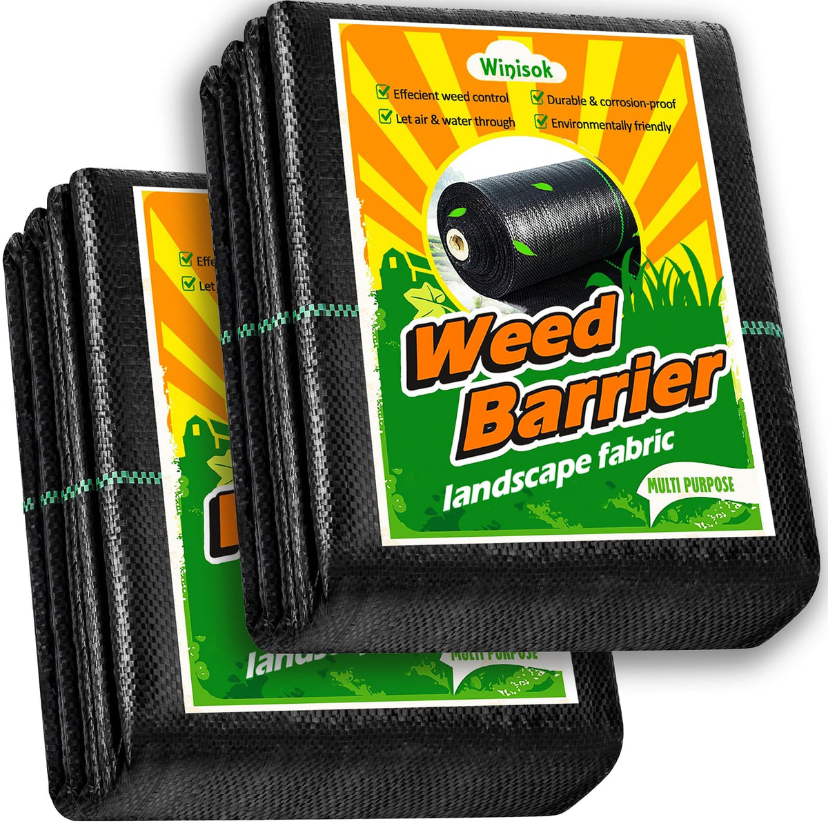 Winisok 3FT x 100FT weed barrier fabric black roll