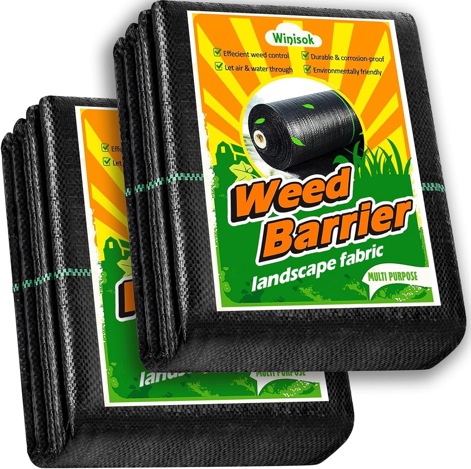 Winisok weed barrier fabric 3FT x 50FT black front view