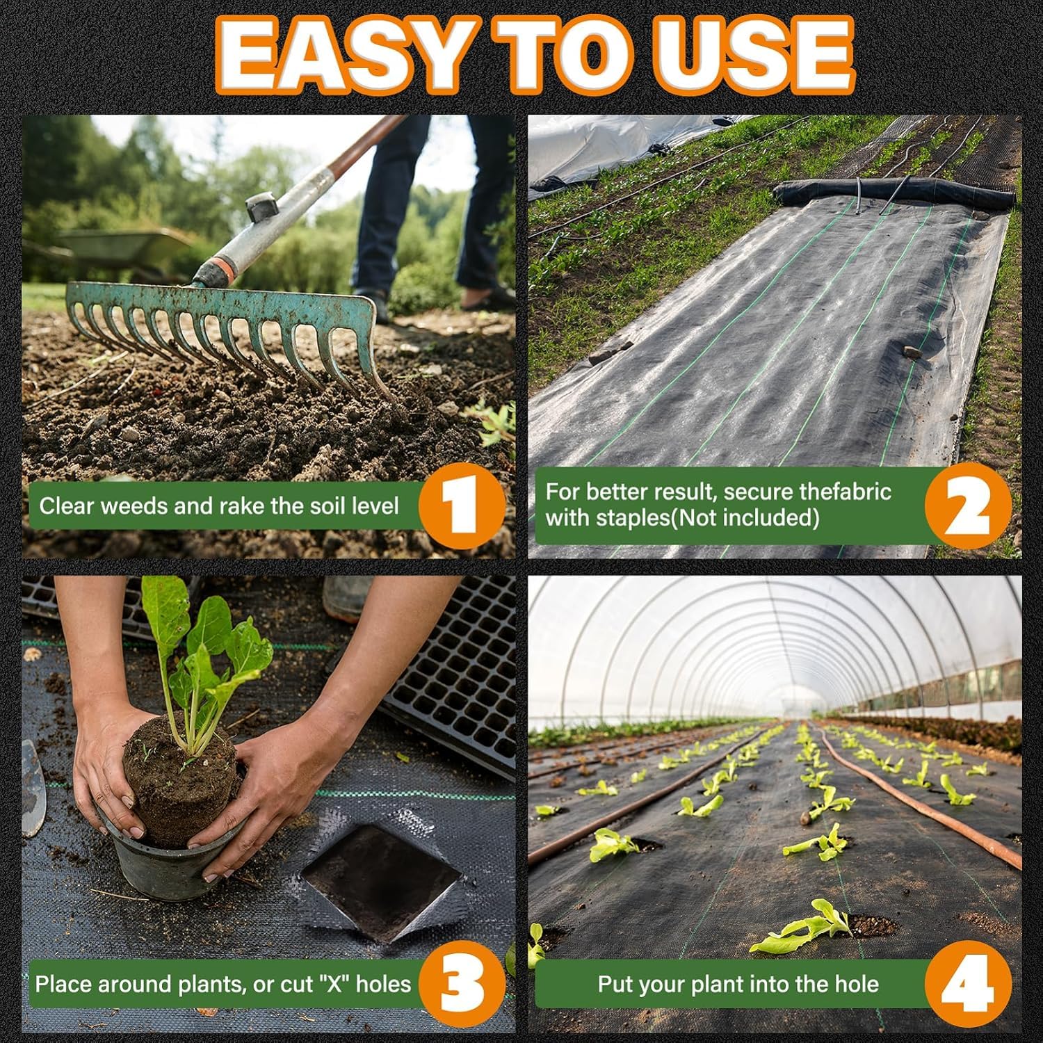 Winisok weed barrier fabric with green stripes for alignment