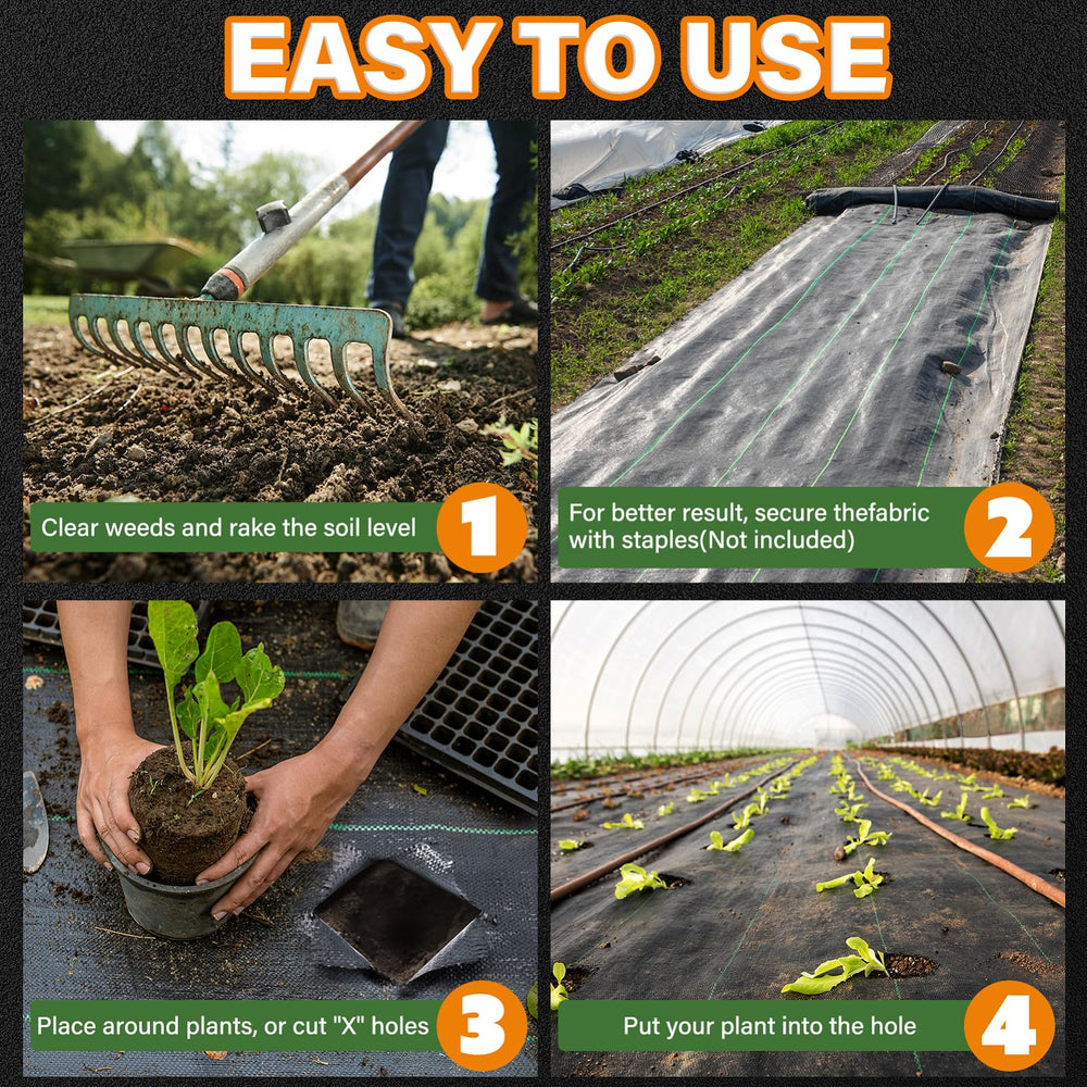Winisok weed barrier fabric with green stripes for alignment