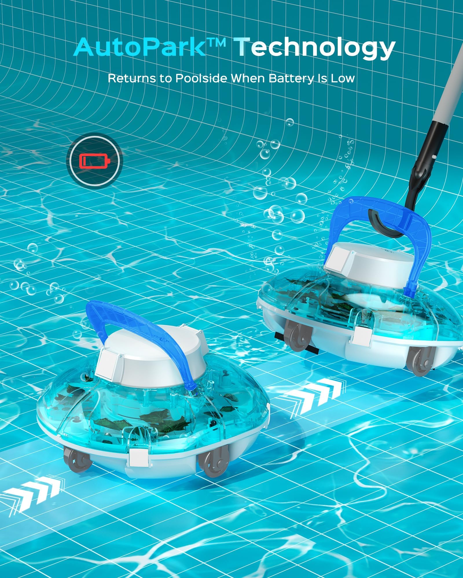 WINNY POOL CLEANER Cordless Pool Vacuum Robot in an above-ground pool
