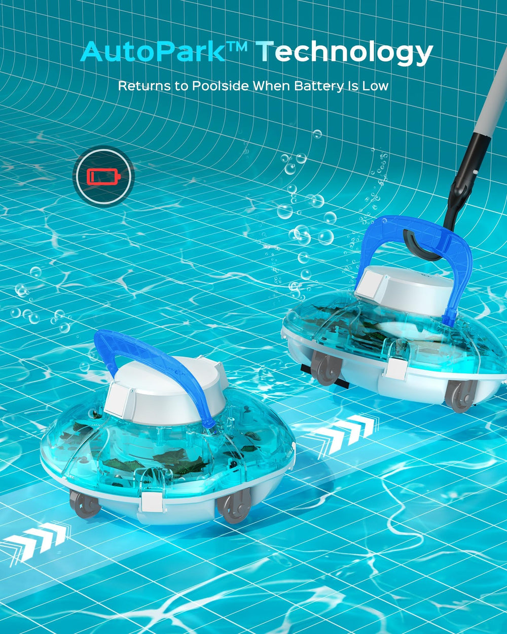 WINNY POOL CLEANER Cordless Pool Vacuum Robot in an above-ground pool
