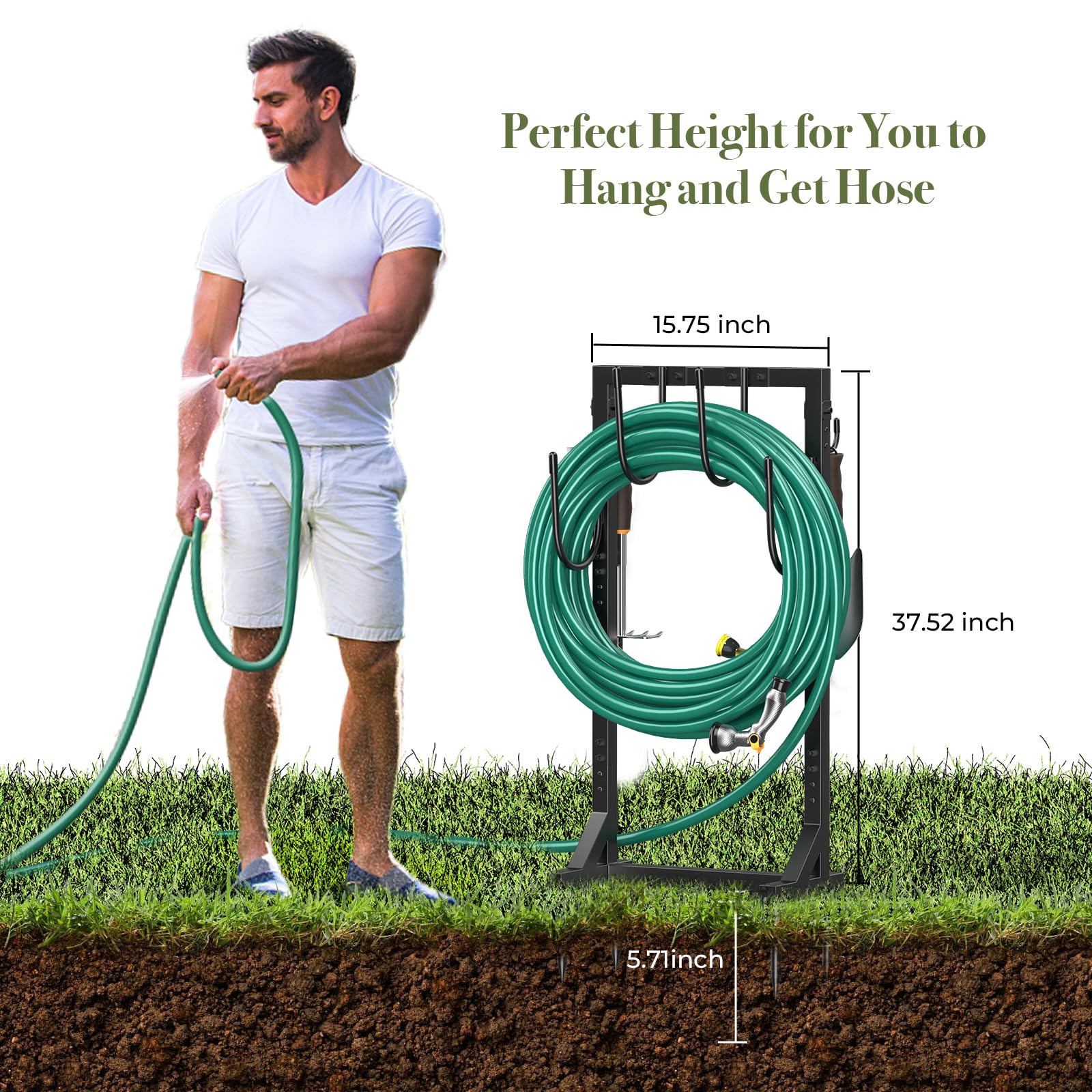 Winpull Garden Hose Holder assembled in a garden