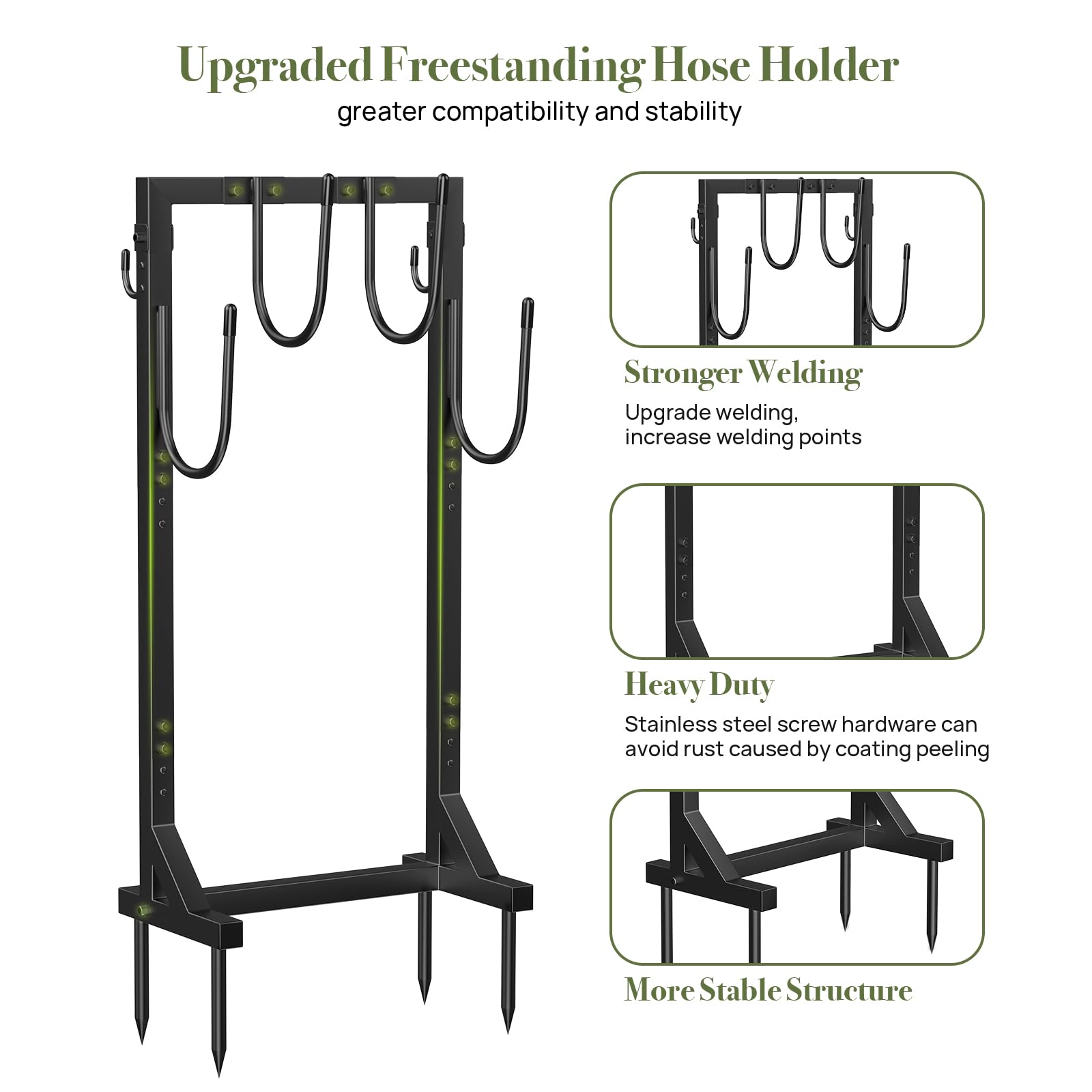 Winpull Garden Hose Holder showing 4 large hooks and 2 small hooks