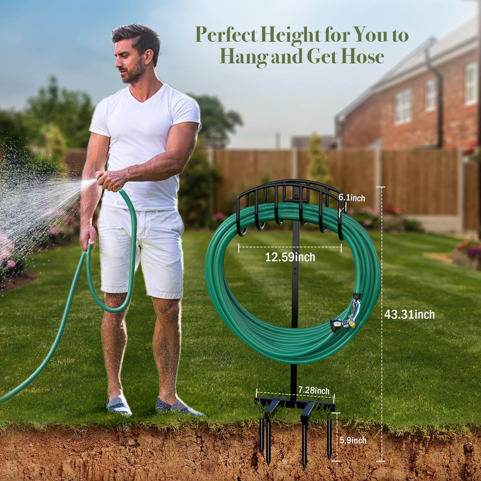 Winpull Garden Hose Holder side view showing anchor points