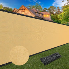 Winpull Privacy Fence Screen 5FT x 50FT beige mesh front view