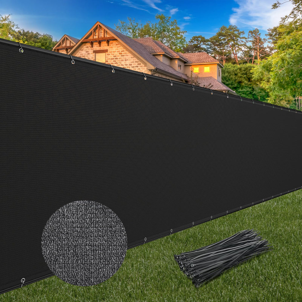 Winpull Privacy Fence Screen 5FT x 50FT black mesh front view
