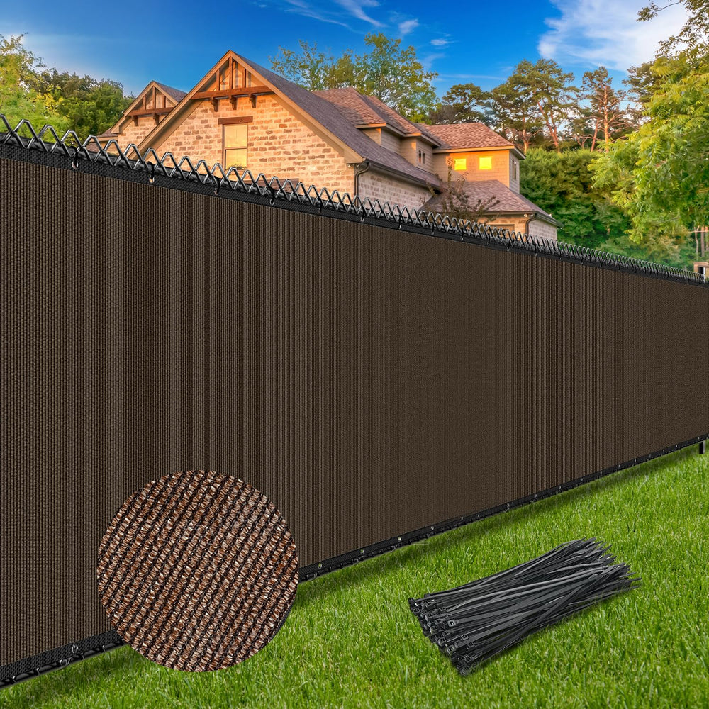 Winpull Privacy Fence Screen 6' x 50' brown mesh front view