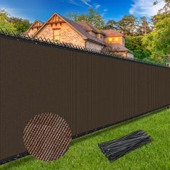 Winpull Privacy Fence Screen 6' x 50' brown mesh front view
