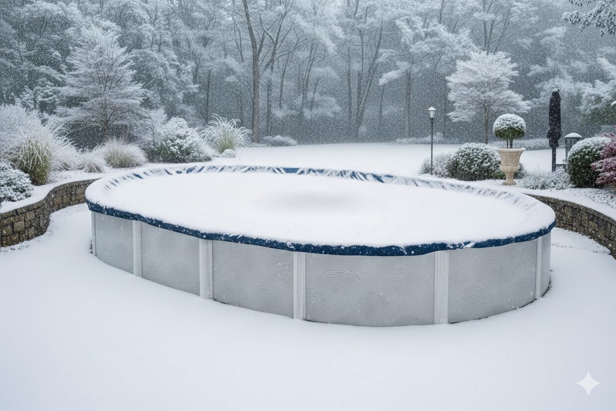 Winter Block pool cover packed for storage