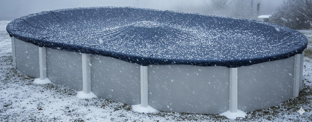 Winter Block pool cover showing perimeter grommets