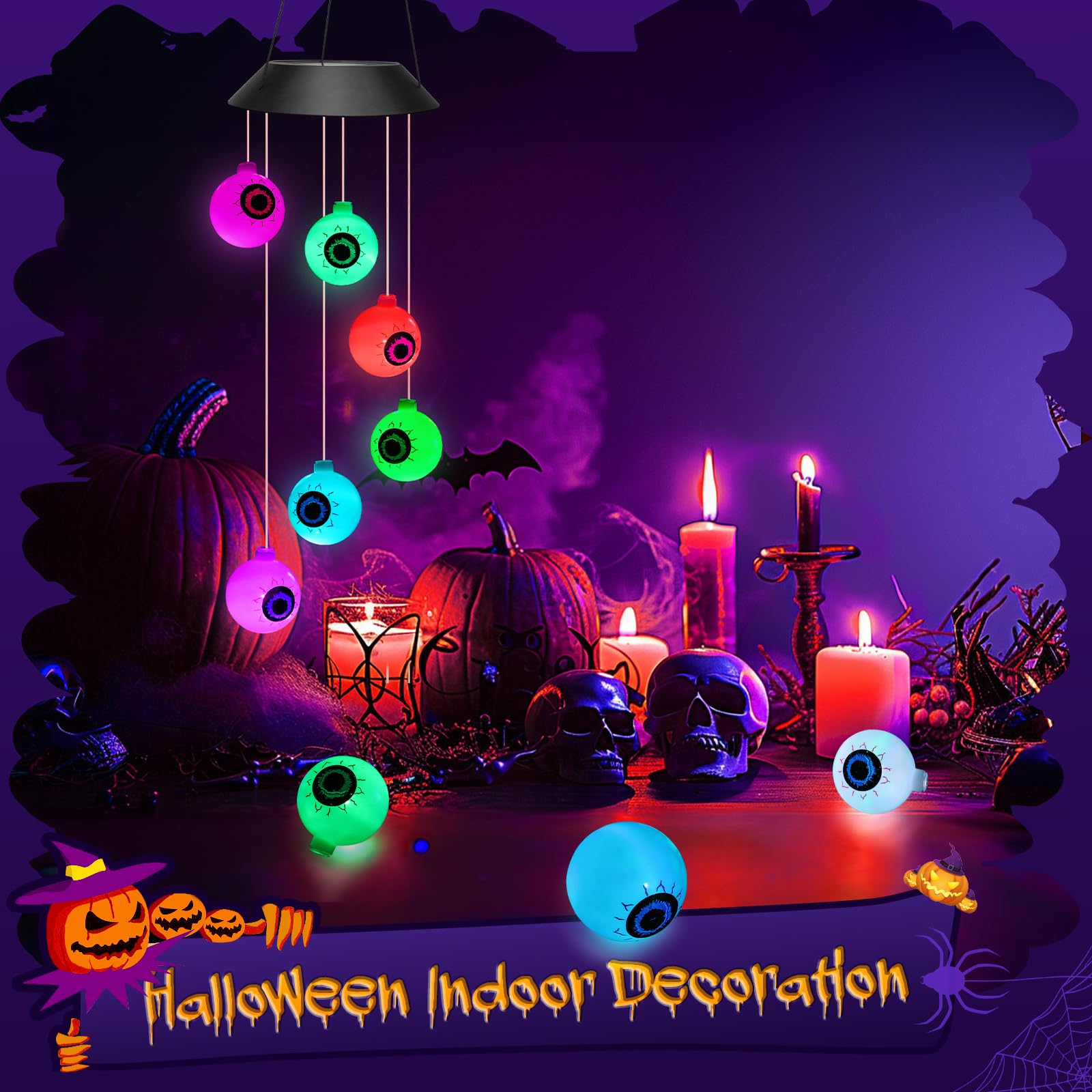 Winzwon Halloween Eyeball Lights hanging in a garden