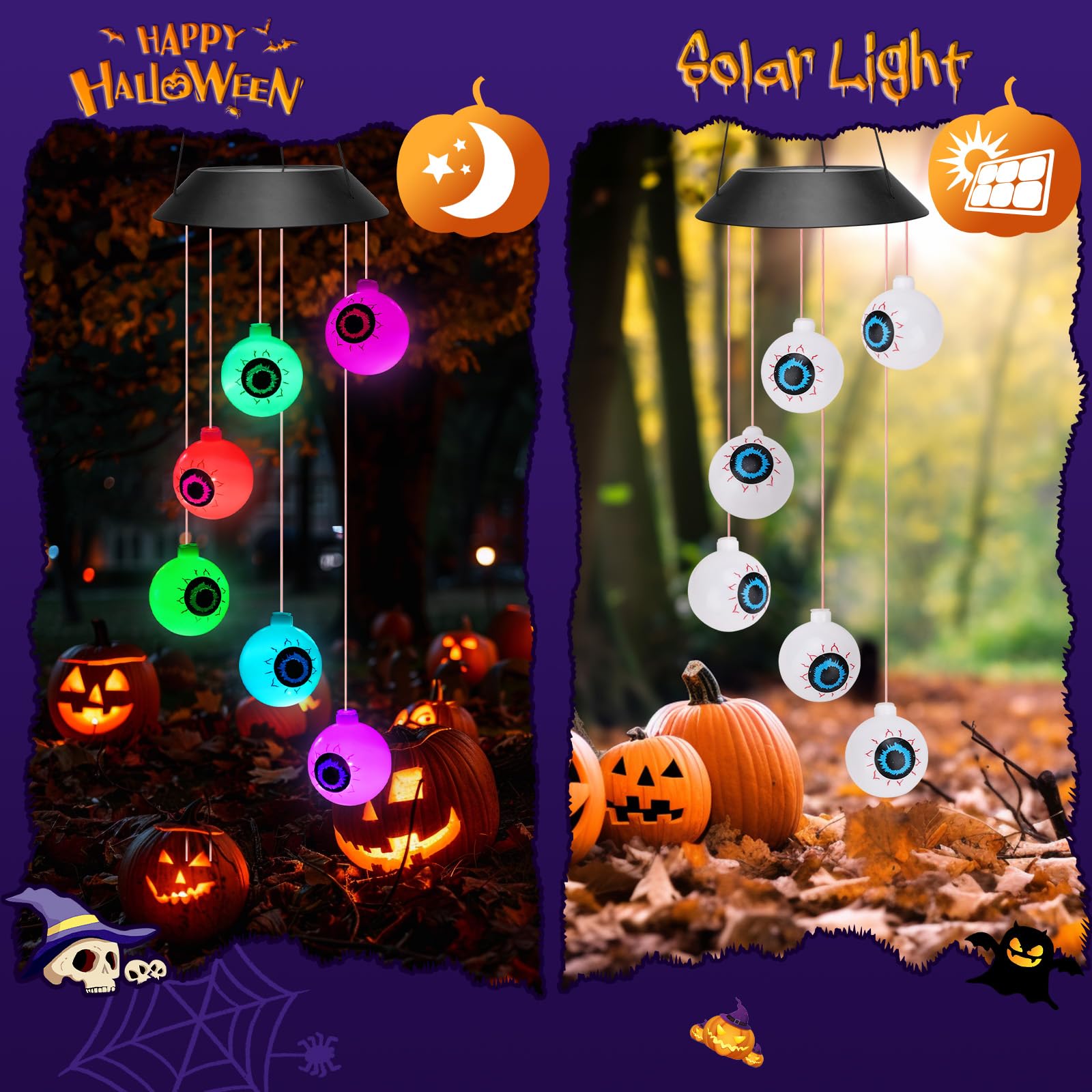 Winzwon Halloween Eyeball Lights in a Halloween themed party setup