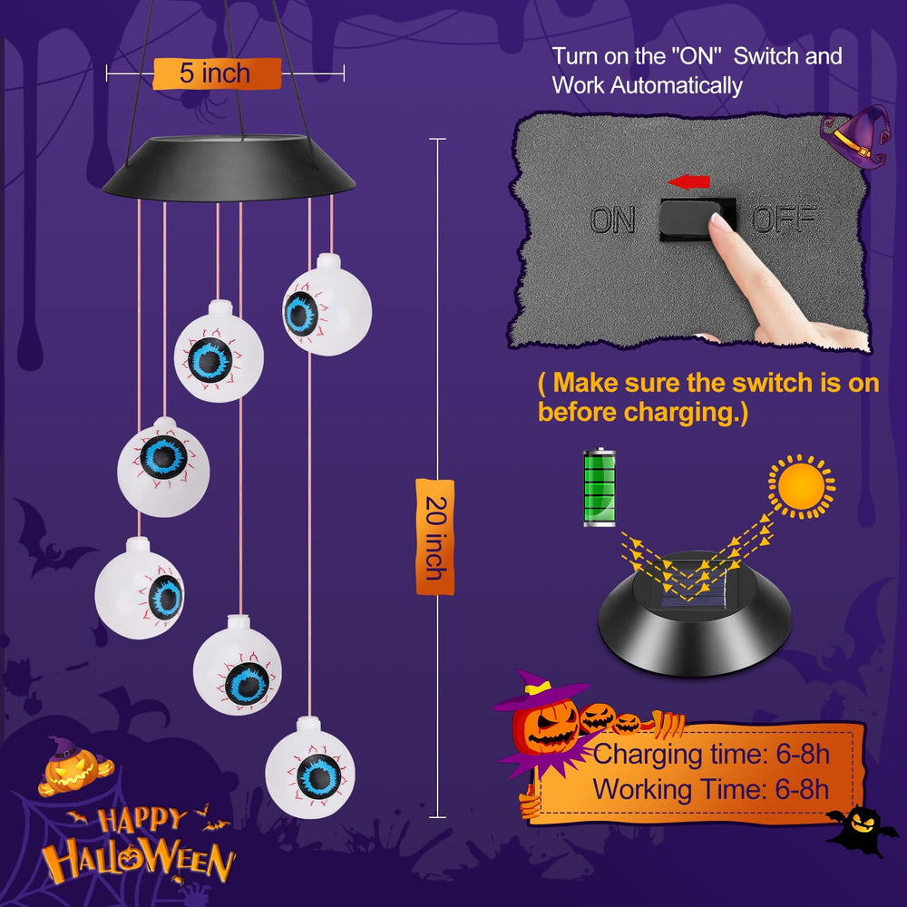 Winzwon Halloween Eyeball Solar Lights displayed indoors