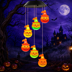 Winzwon Solar Pumpkin Wind Chimes multicolor outdoor lights front view