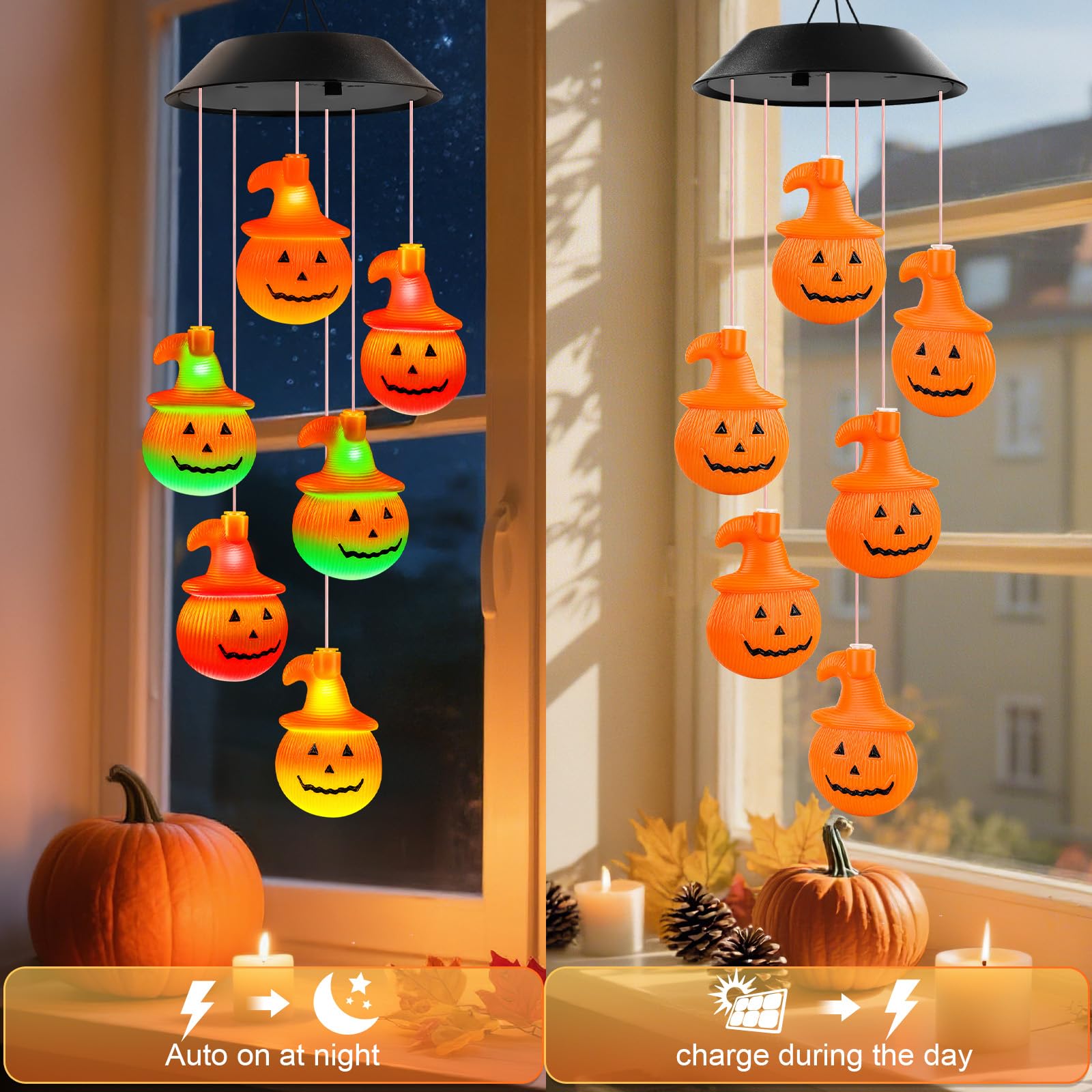 Winzwon Solar Pumpkin Wind Chimes packaged in an elegant gift box