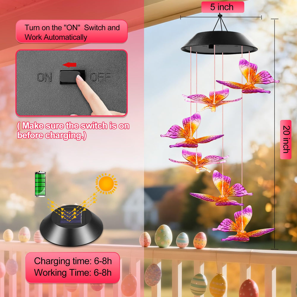 Winzwon Solar Wind Chimes glowing at night
