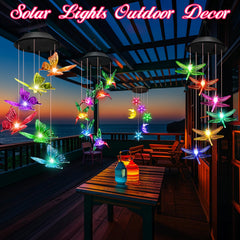 Winzwon Solar Wind Chimes glowing at night with vibrant colours
