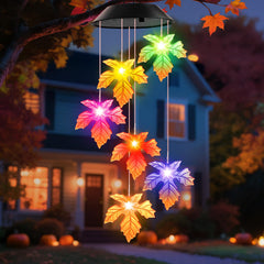 Winzwon Solar Wind Chimes Maple Leaves front view