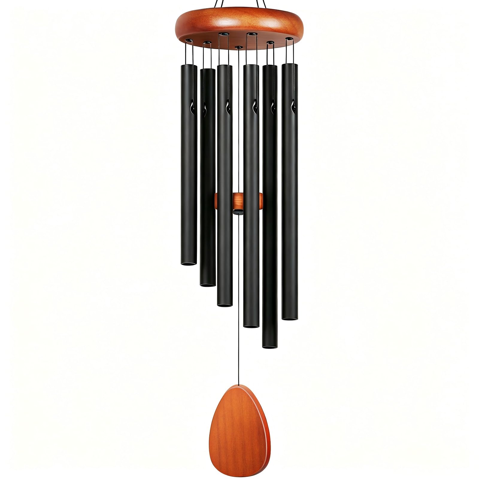 Winzwon Wind Chimes black model view with six aluminum tubes