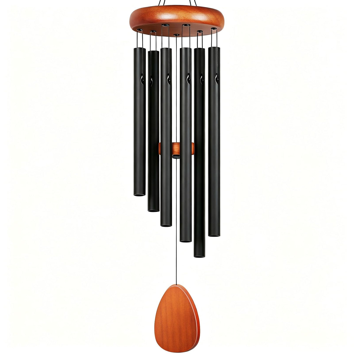 Winzwon Wind Chimes black model view with six aluminum tubes