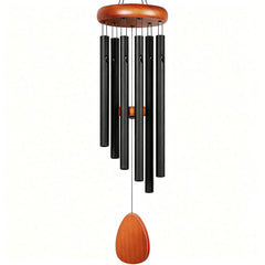 Winzwon Wind Chimes black model view with six aluminum tubes