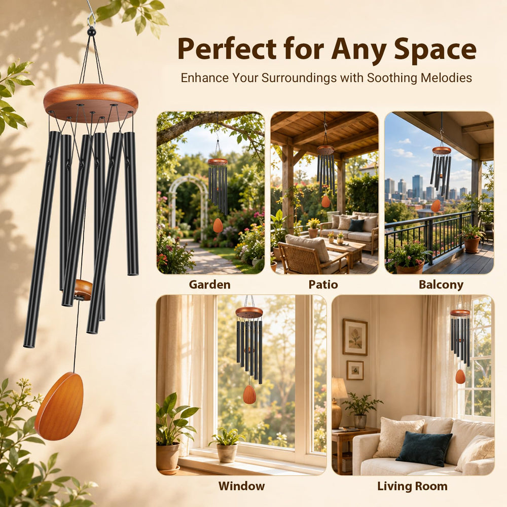 Winzwon Wind Chimes hanging near garden flowers