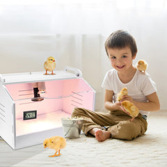 WIONBE Intelligent Brooder Box assembled with waterer and feeders