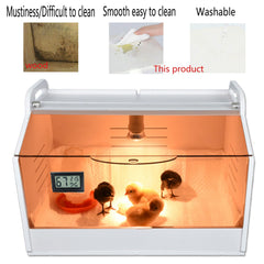 WIONBE Intelligent Brooder Box showing internal heating lamp and components