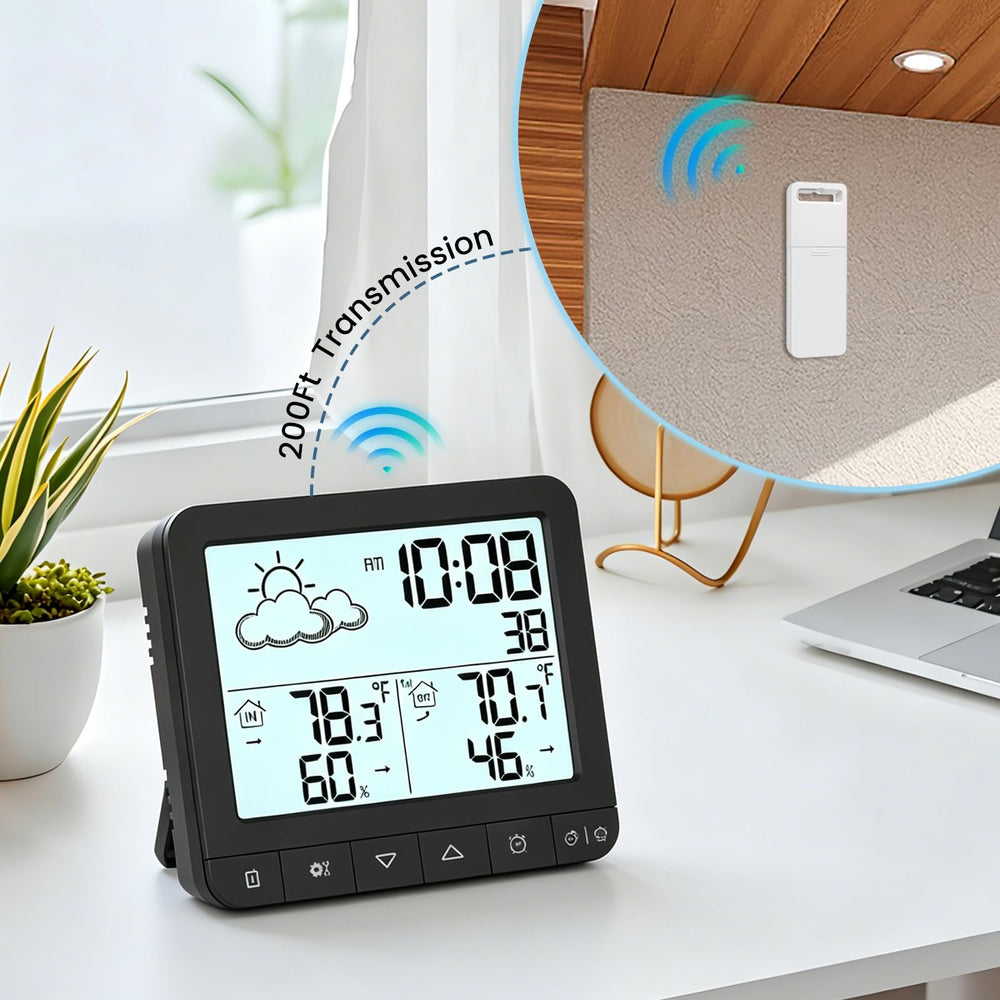 Wireless Indoor Outdoor Thermometer showing temperature and humidity