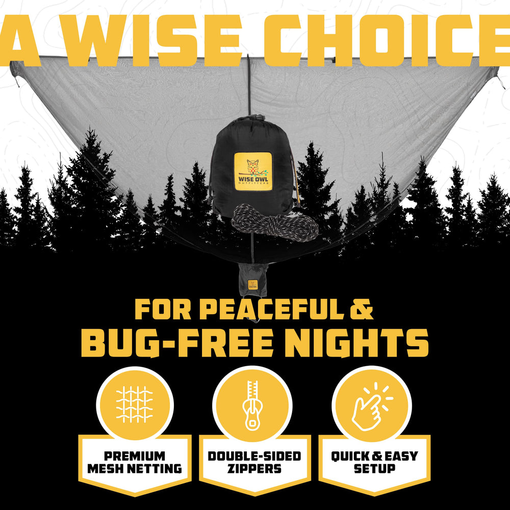 Wise Owl Hammock Bug Net with 30-foot ridgeline cord
