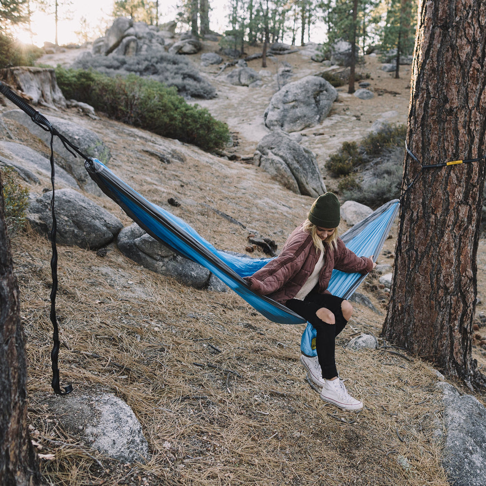 Wise Owl hammock straps setup with hammock