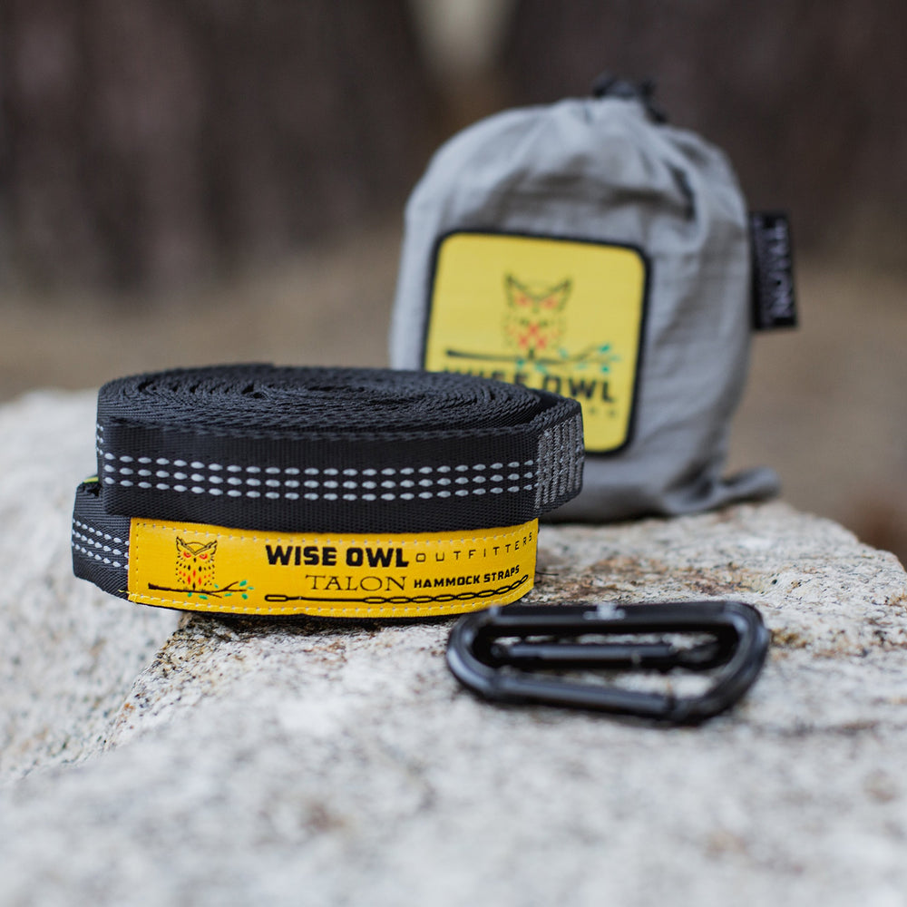 Wise Owl hammock straps wrapped around tree