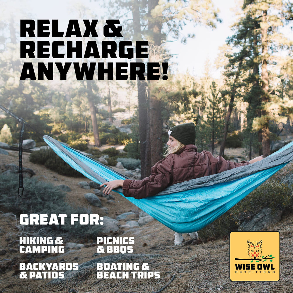 Wise Owl Outfitters double hammock being used at a campsite