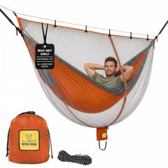 Wise Owl Outfitters Hammock Bug Net front view in black and orange