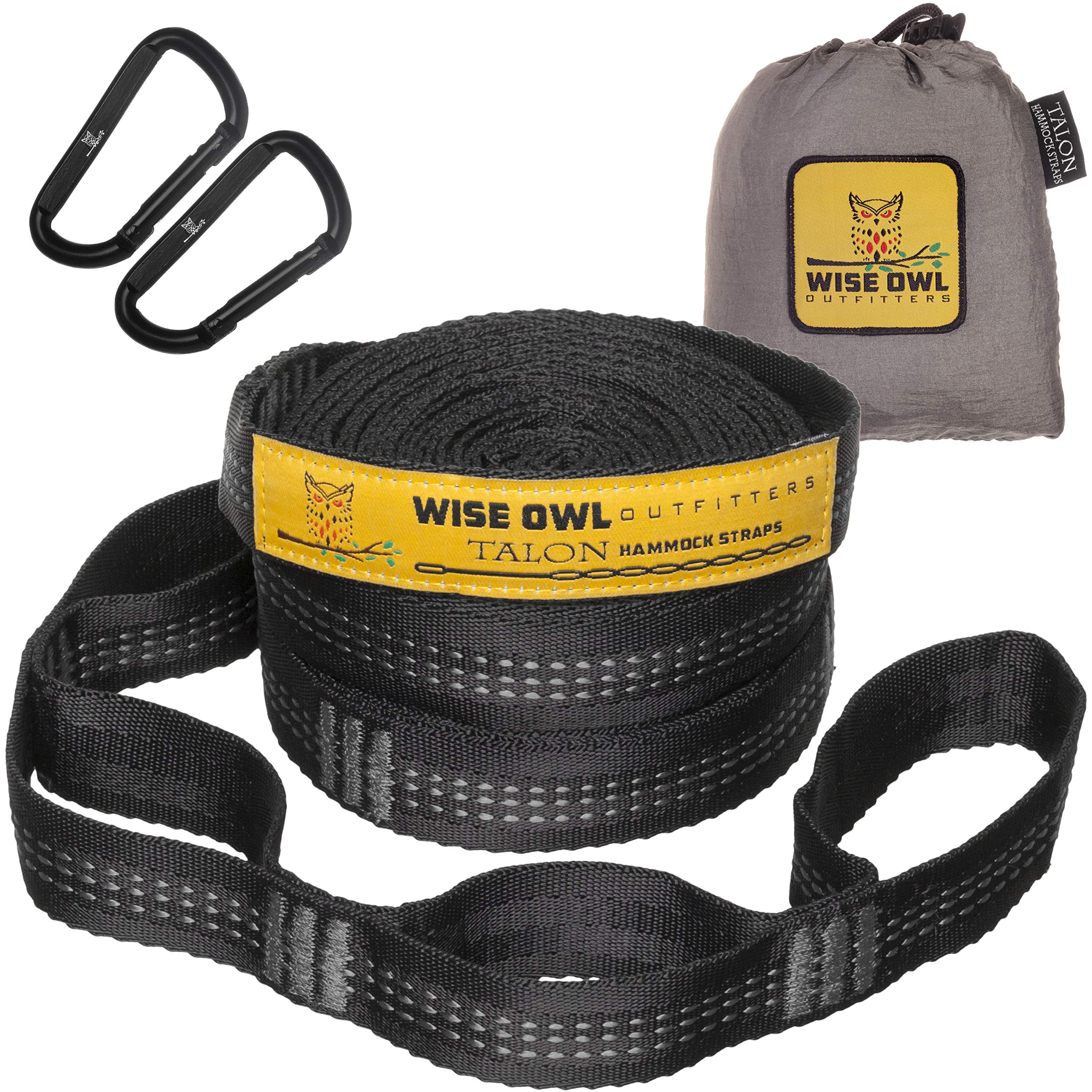 Wise Owl Outfitters Hammock Straps 10ft grey with carabiners