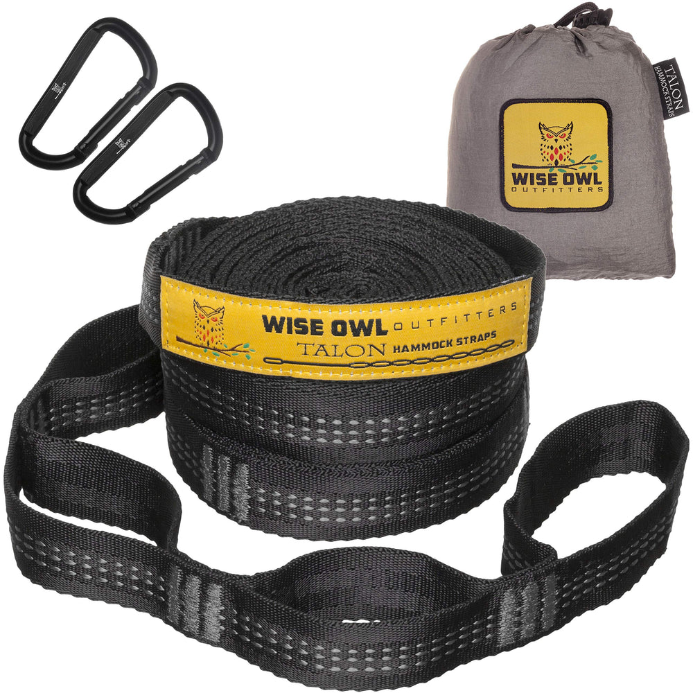 Wise Owl Outfitters Hammock Straps 10ft grey with carabiners