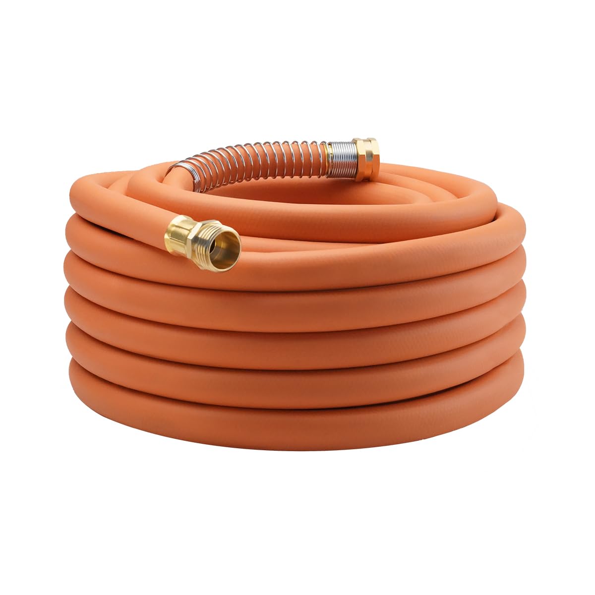 Wiseflow 50FT garden hose with brass fittings, orange color