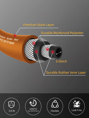 Wiseflow garden hose connected to a faucet outdoors