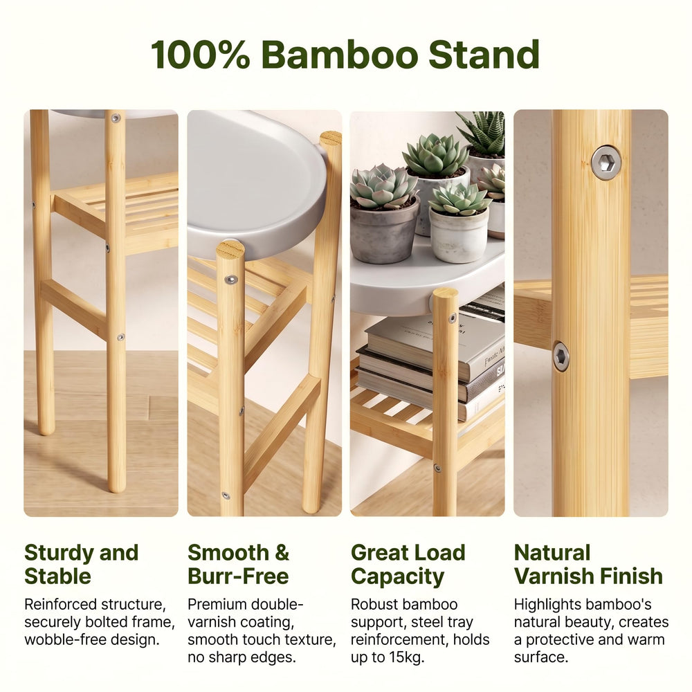 Wisuce Bamboo Plant Stand in a living room setting