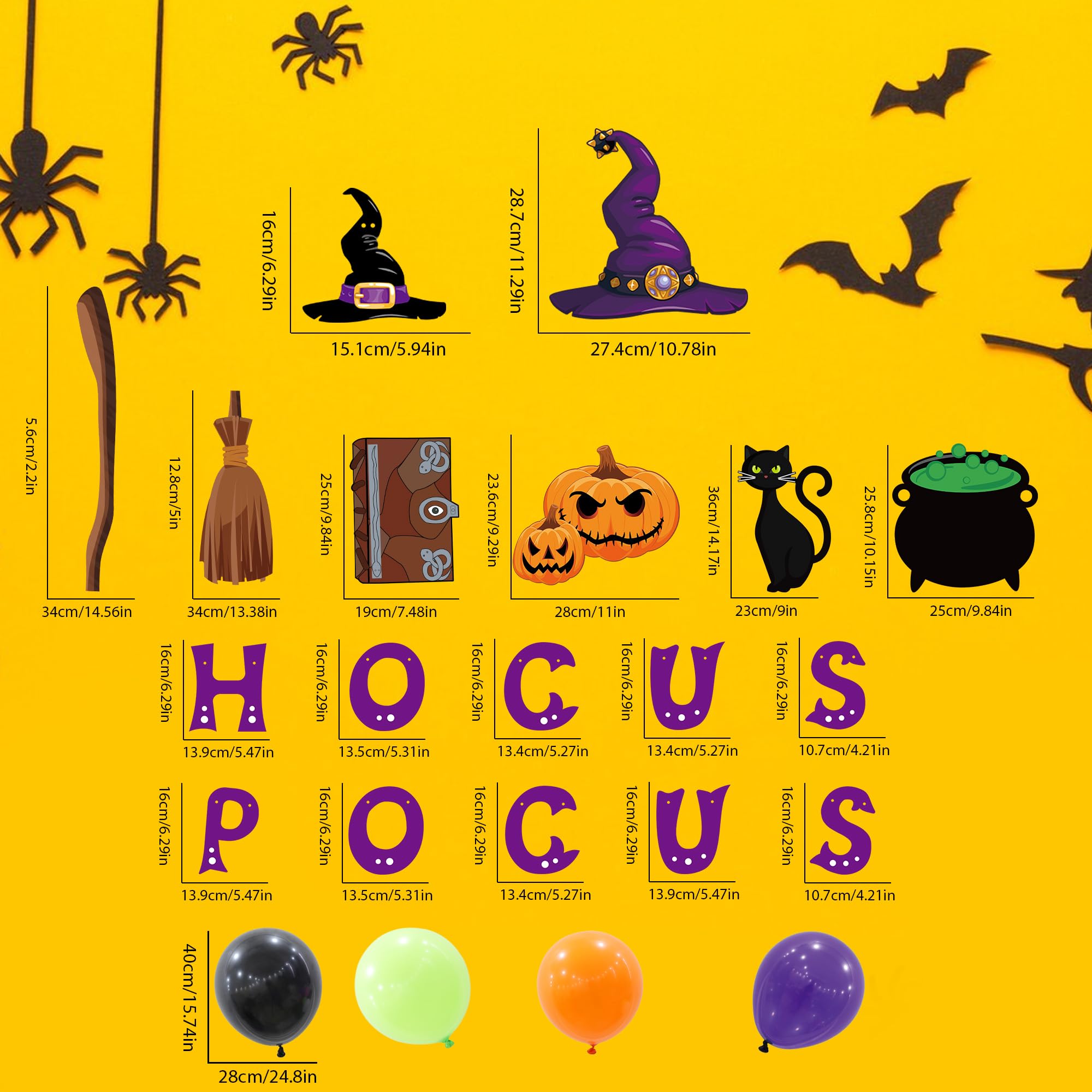 Witch cardboard decorations included in the Halloween kit