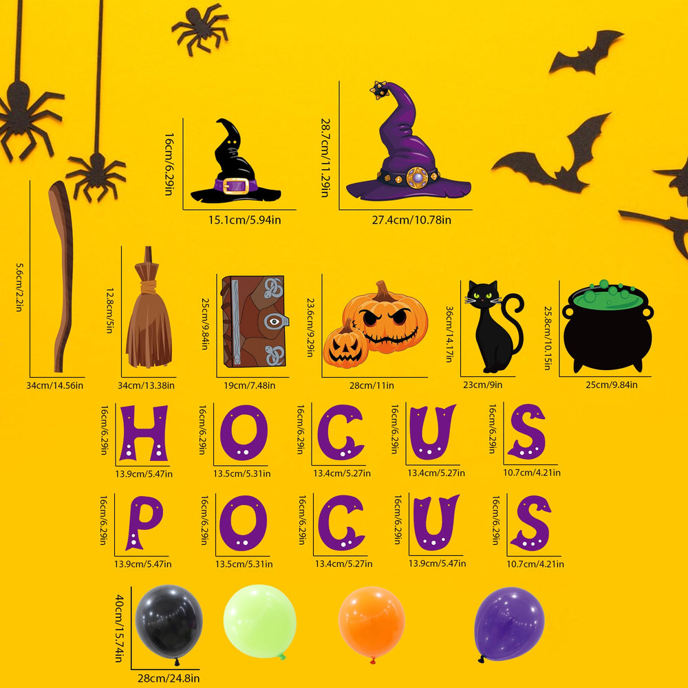 Witch cardboard decorations included in the Halloween kit