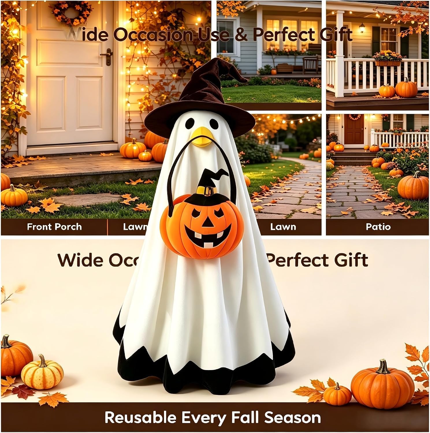 Witch hat and pumpkin bag included in the SLUPS Halloween Goose Outfit
