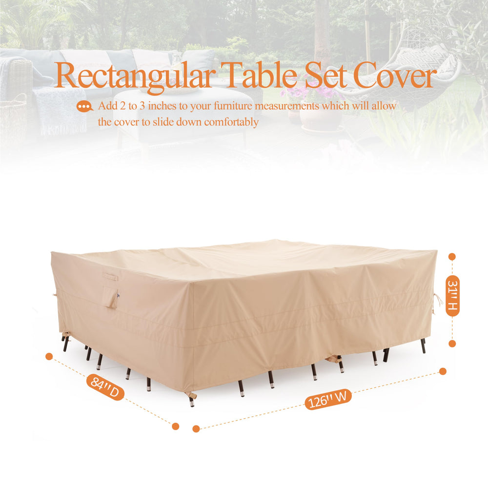 WJ-X3 Large Rectangular Outdoor Table Cover beige packaging