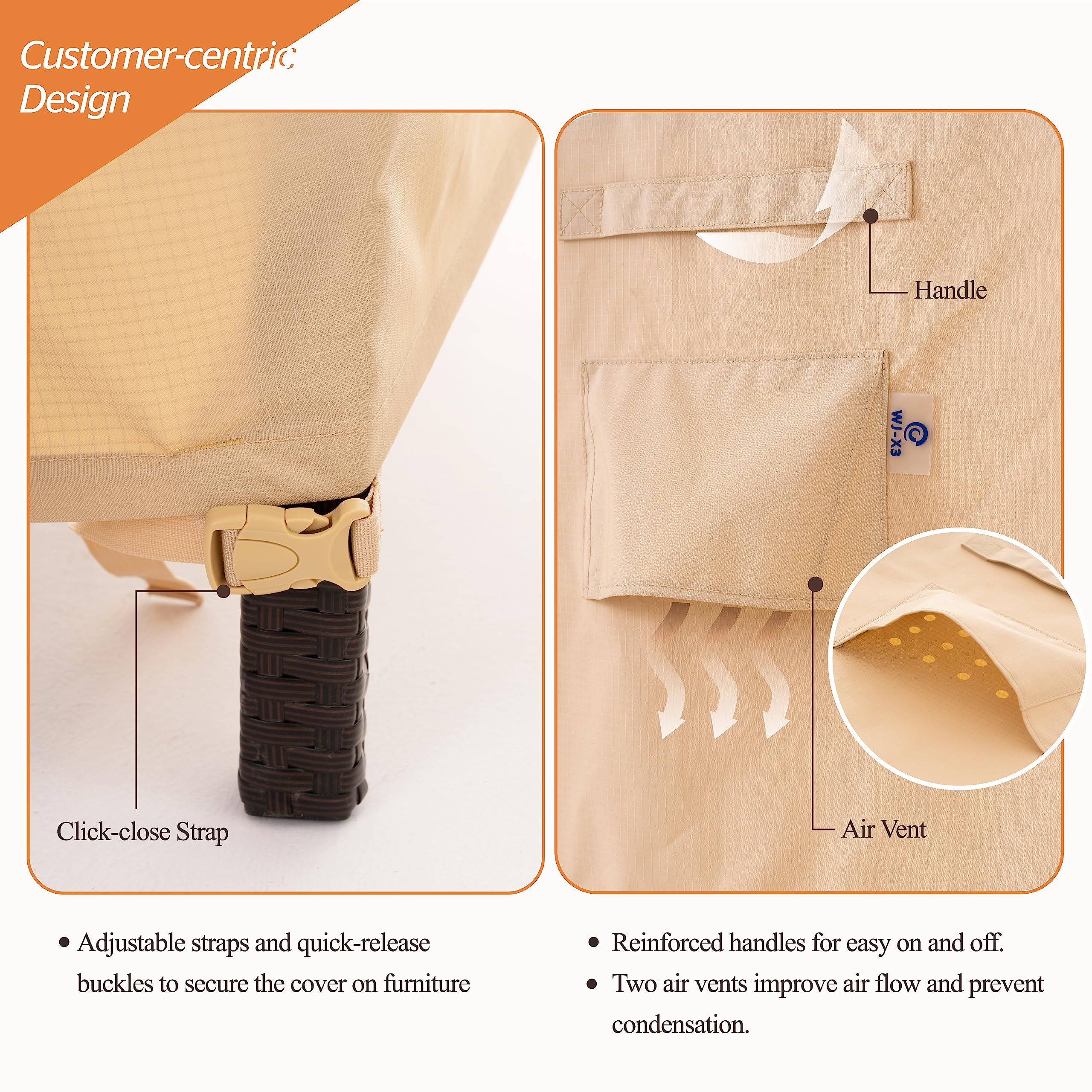 WJ-X3 table cover side view showcasing dimensions