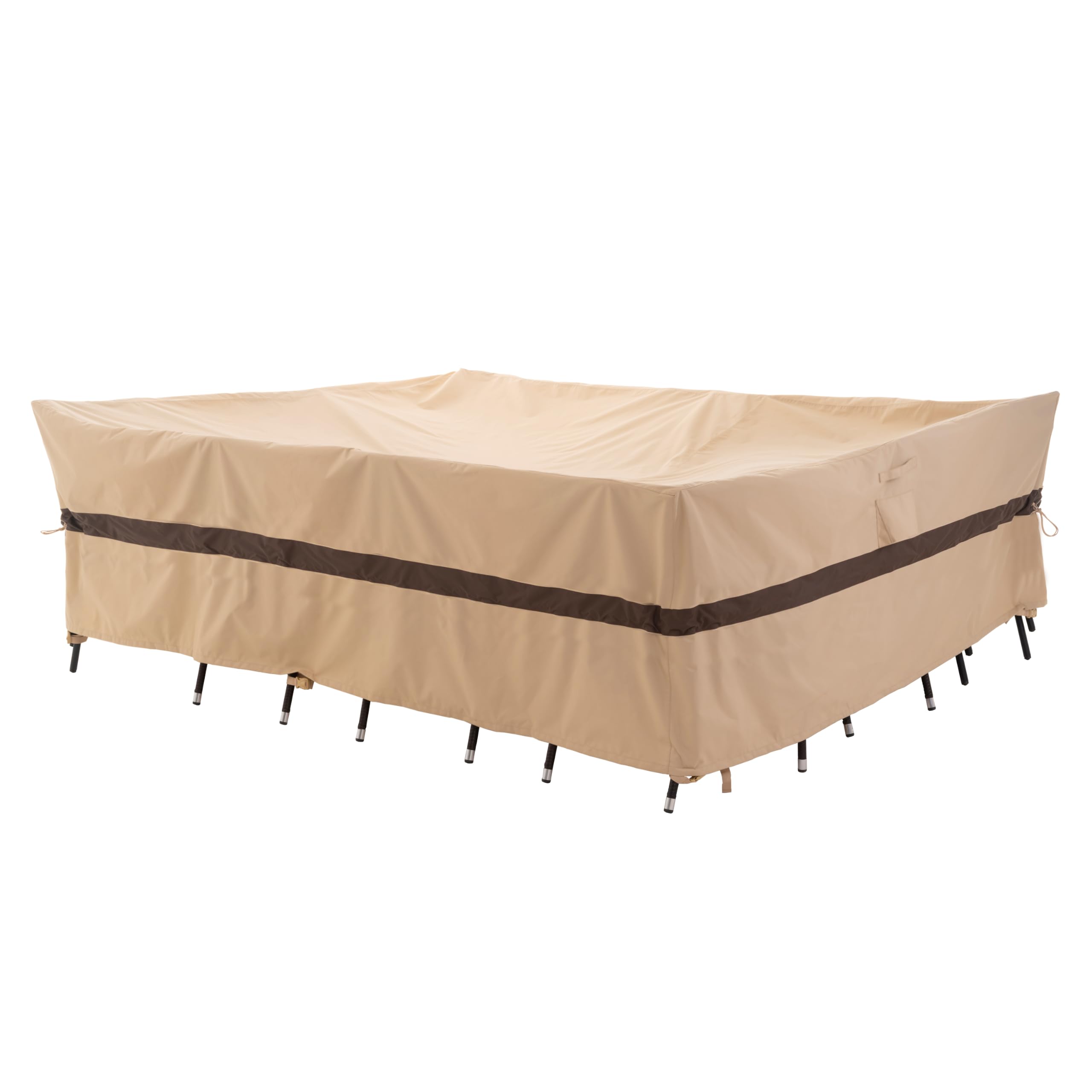 WJ-X3 Waterproof Patio Furniture Set Cover, front view, beige and coffee