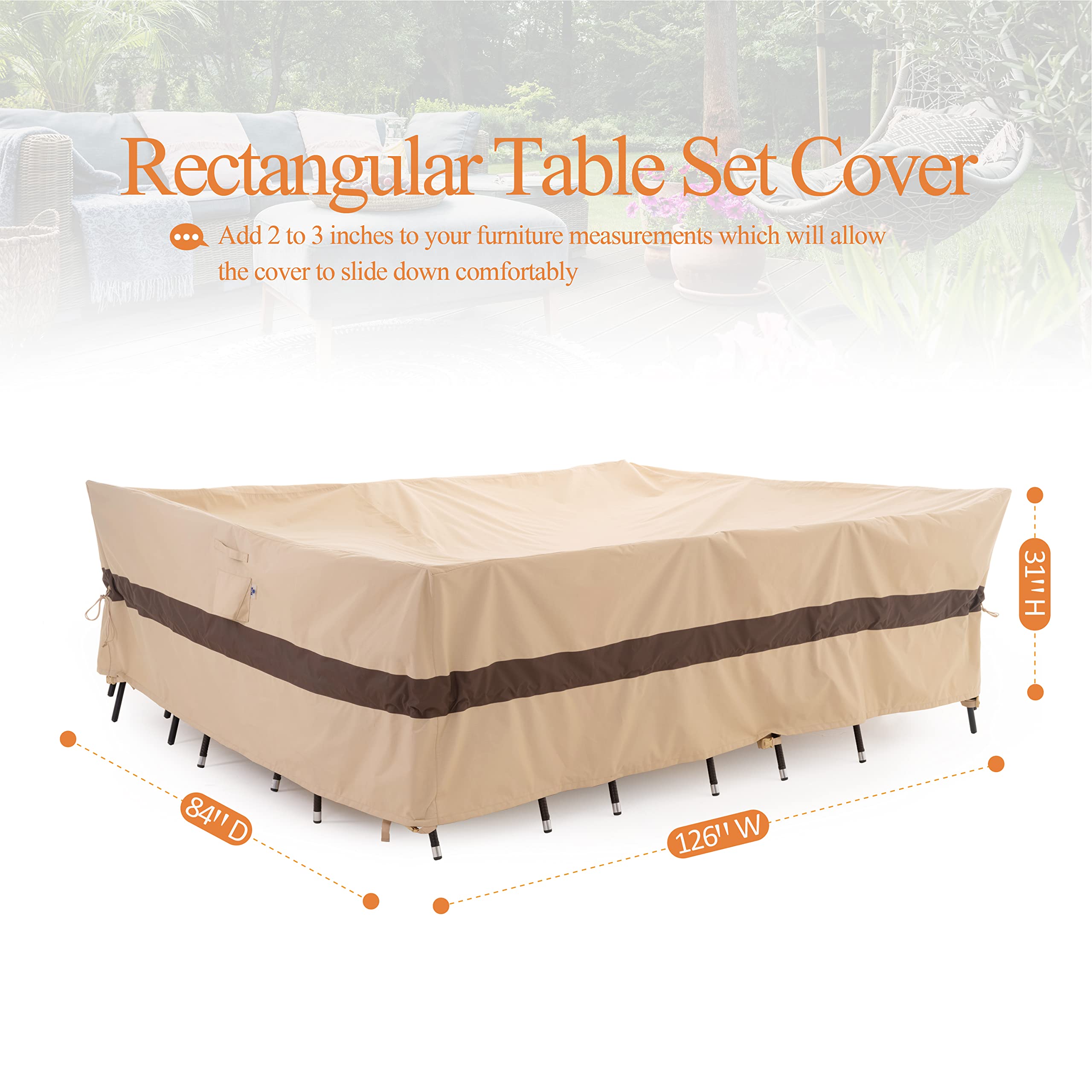 WJ-X3 Waterproof Patio Furniture Set Cover on furniture