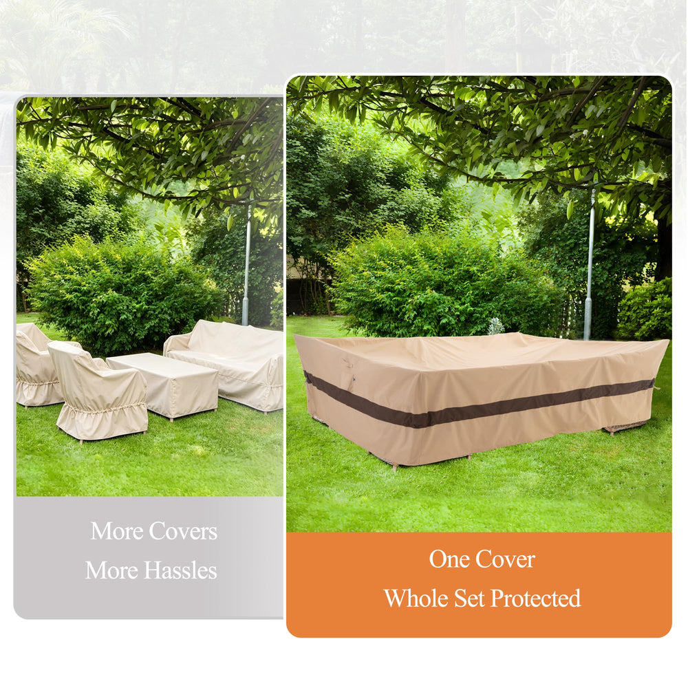 WJ-X3 Waterproof Patio Furniture Set Cover secured with straps