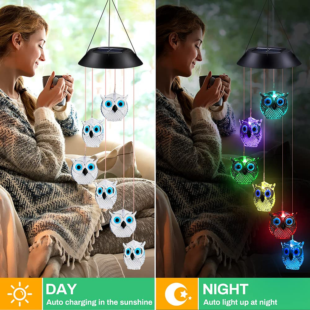 Wjiang Solar Wind Chimes displayed in a festive garden decoration