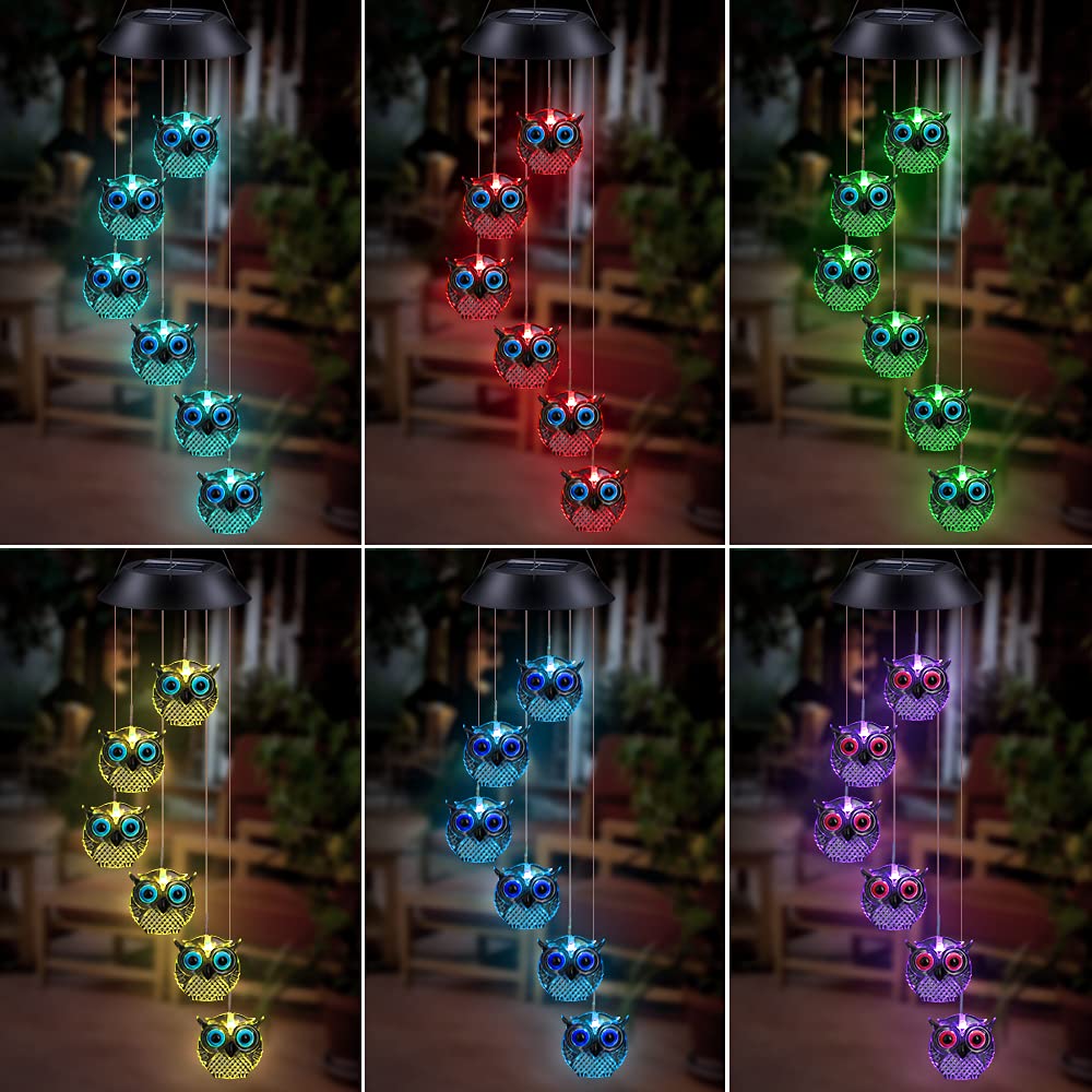 Wjiang Solar Wind Chimes hanging outdoors showing S-shaped design